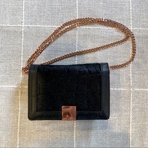 Ted Baker Leather & Calf Hair Crossbody Rose Gold